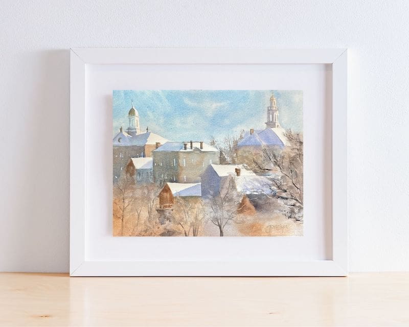 Watercolor Print “Exeter Rooftops”