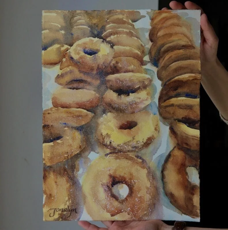 Applecrest Apple Cider Donuts x original watercolor by Jonalyn copy