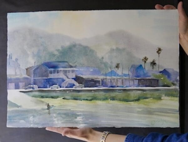 Winter at the Yacht Club, Original Waterecolor by Jonalyn, Knysna, South Africa, 2024, 2938