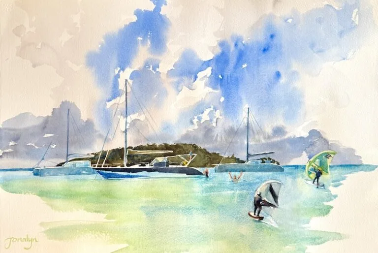 Three boats in the Bahamas with two wing foilers